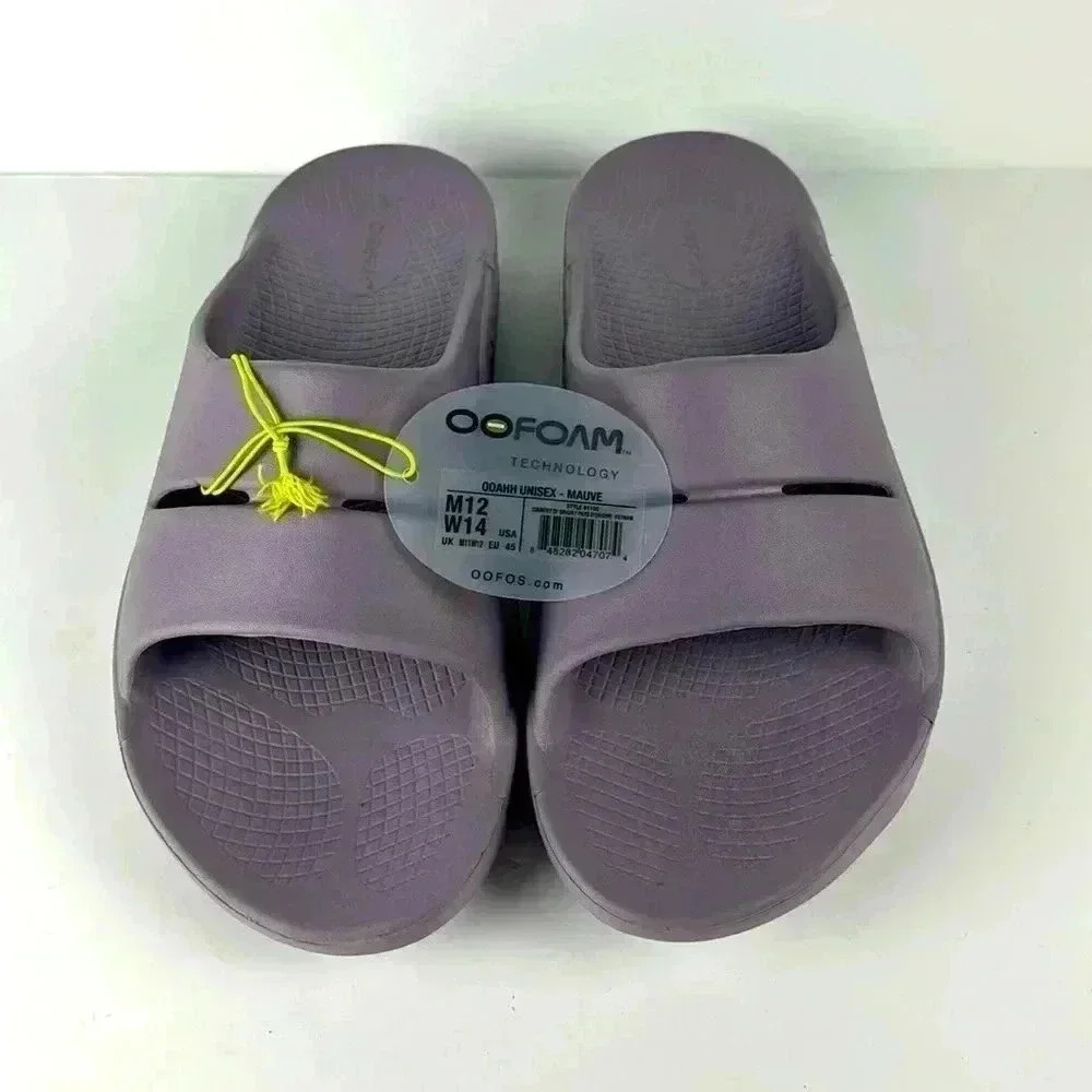 NWT Oofos Ooahh Mauve Unisex Oofoam Recovery Comfort Sandal Sz M 12 W 14